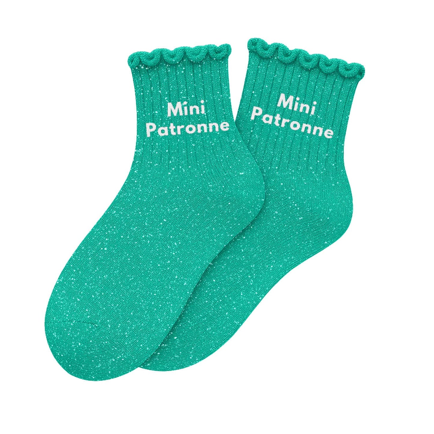 Mini Chefin Glitzersocken für Kinder Türkis