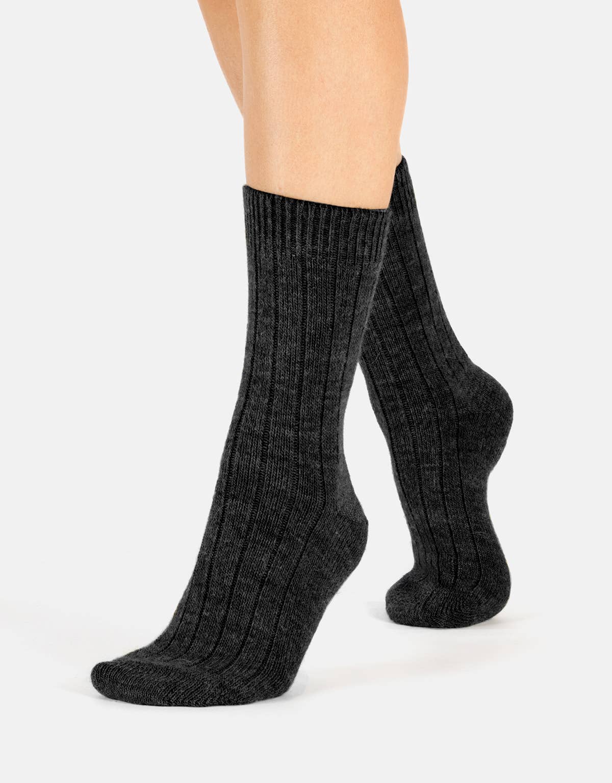 Alpakawollsocken mit Rippmuster Schokolade Einheitsgröße