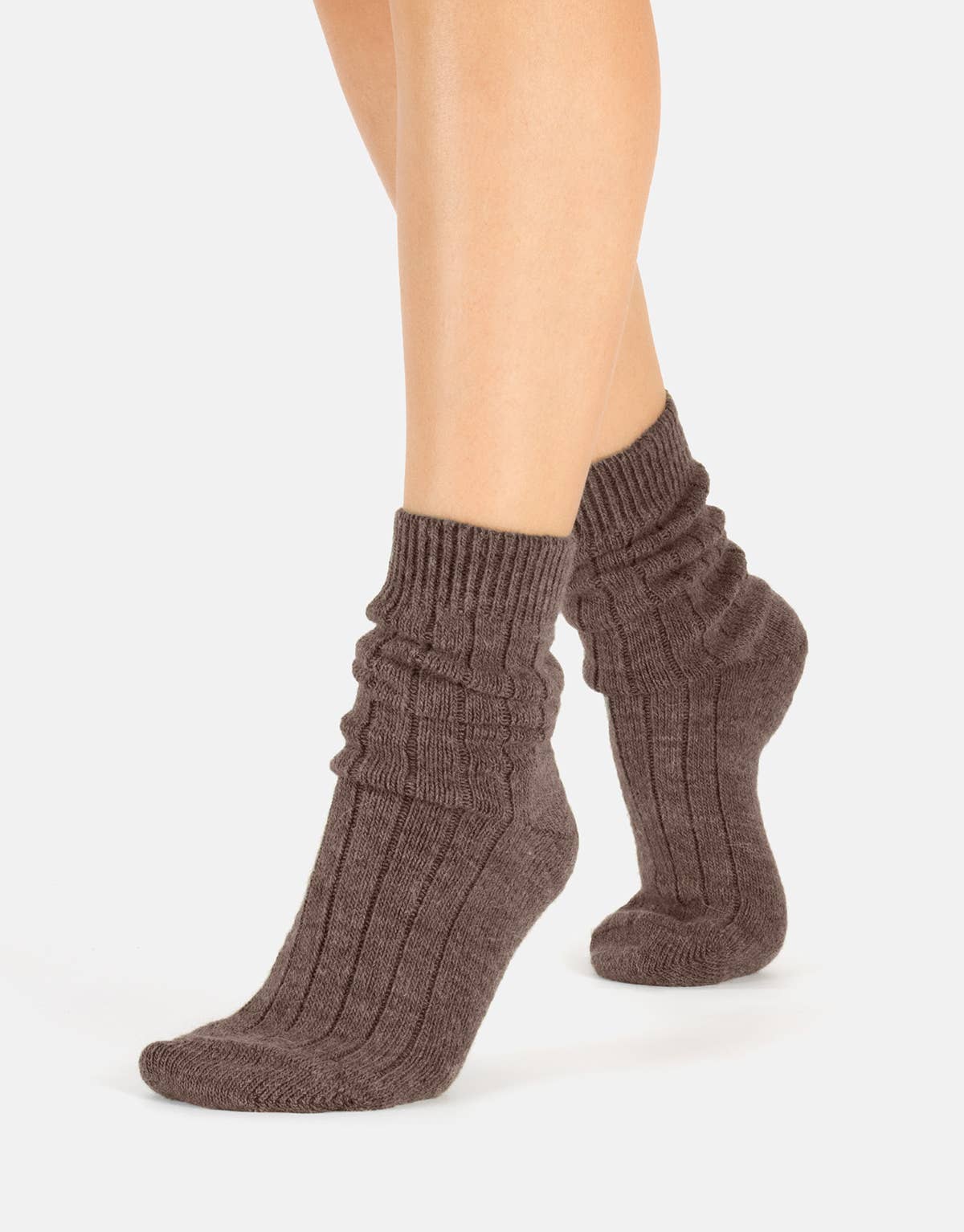 Alpakawollsocken mit Rippmuster Schokolade Einheitsgröße