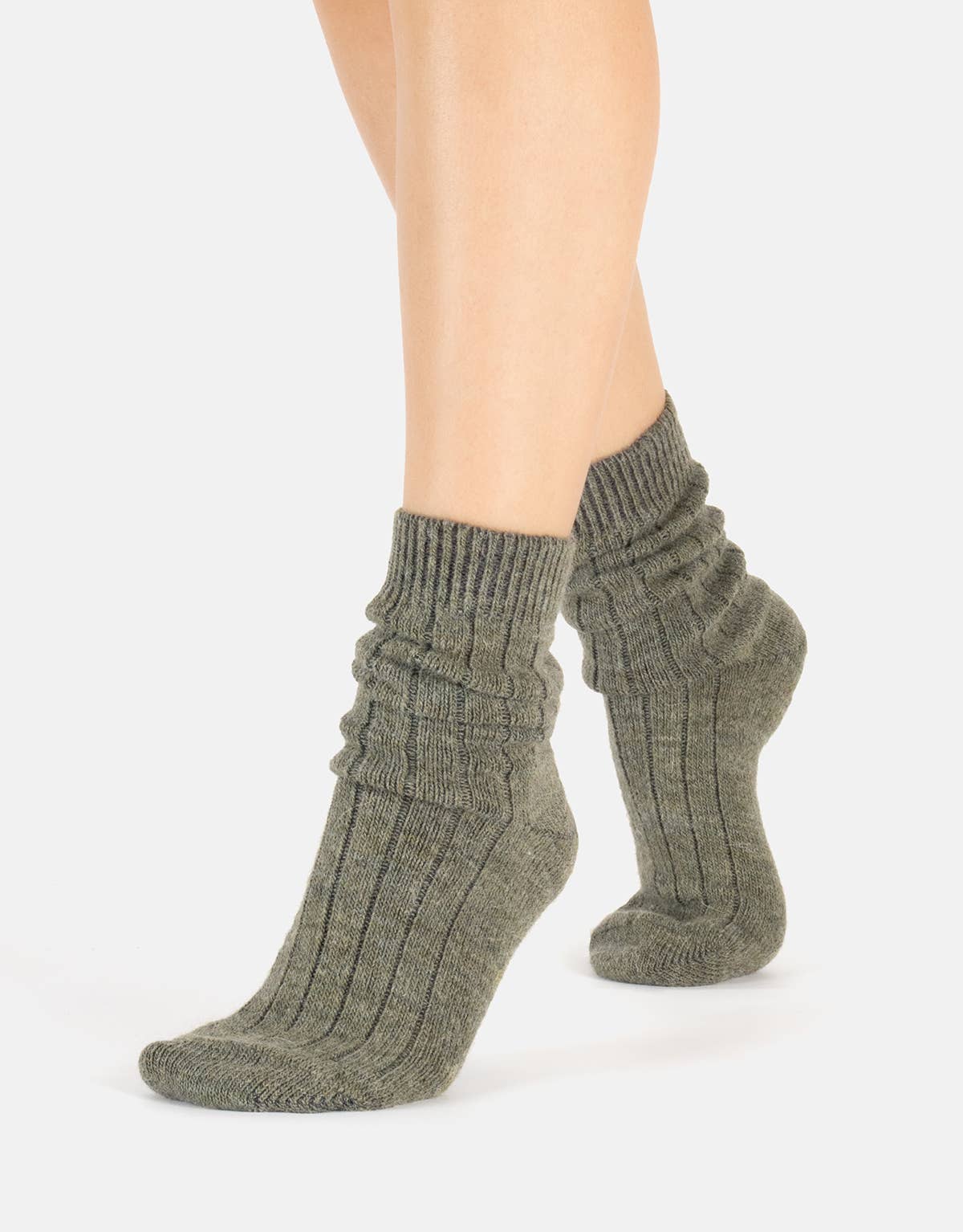 Alpakawollsocken mit Rippmuster Schokolade Einheitsgröße