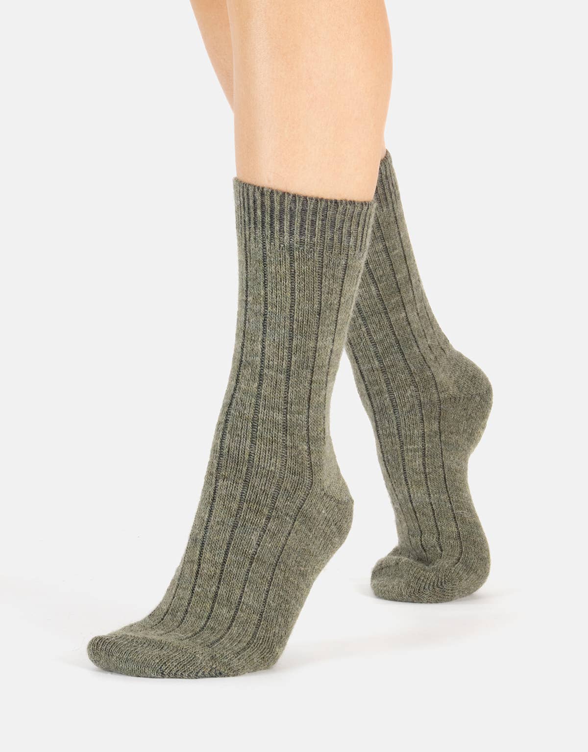 Alpakawollsocken mit Rippmuster Schokolade Einheitsgröße