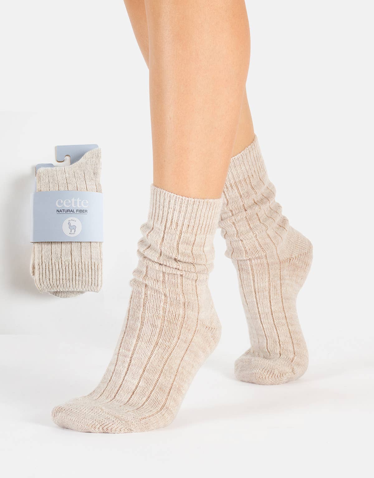 Alpakawollsocken mit Rippmuster Schokolade Einheitsgröße