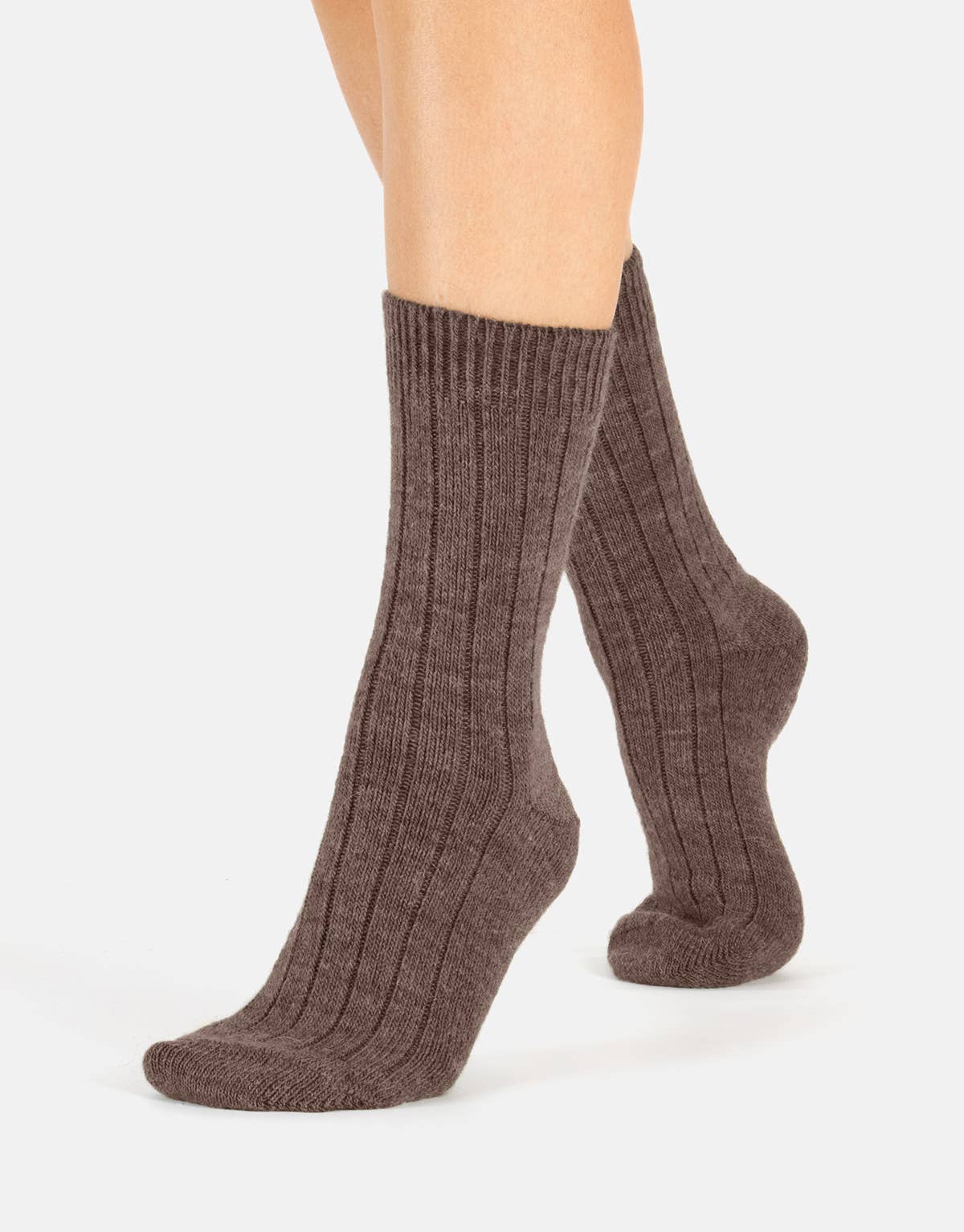 Alpakawollsocken mit Rippmuster Schokolade Einheitsgröße