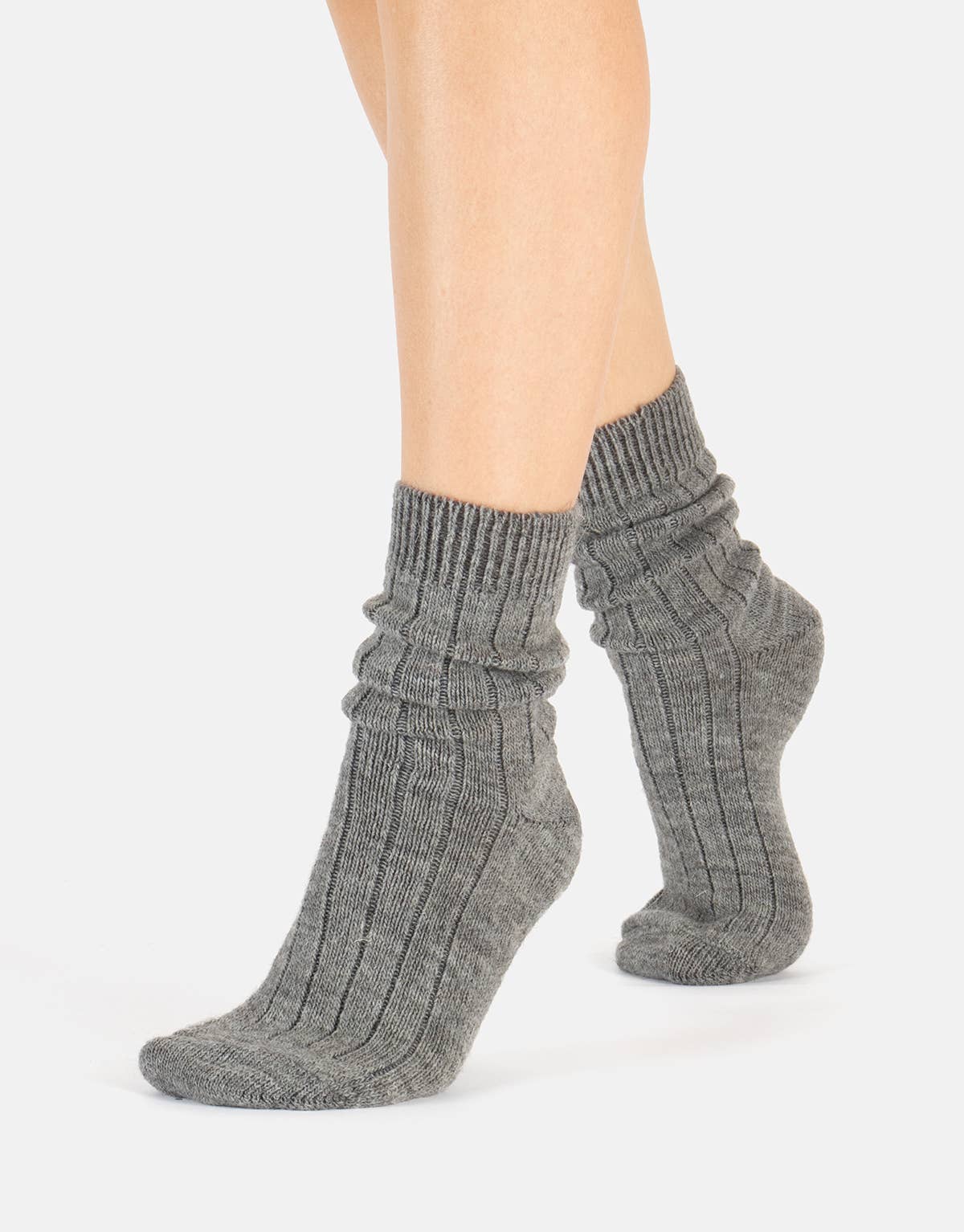 Alpakawollsocken mit Rippmuster Grey Einheitsgröße