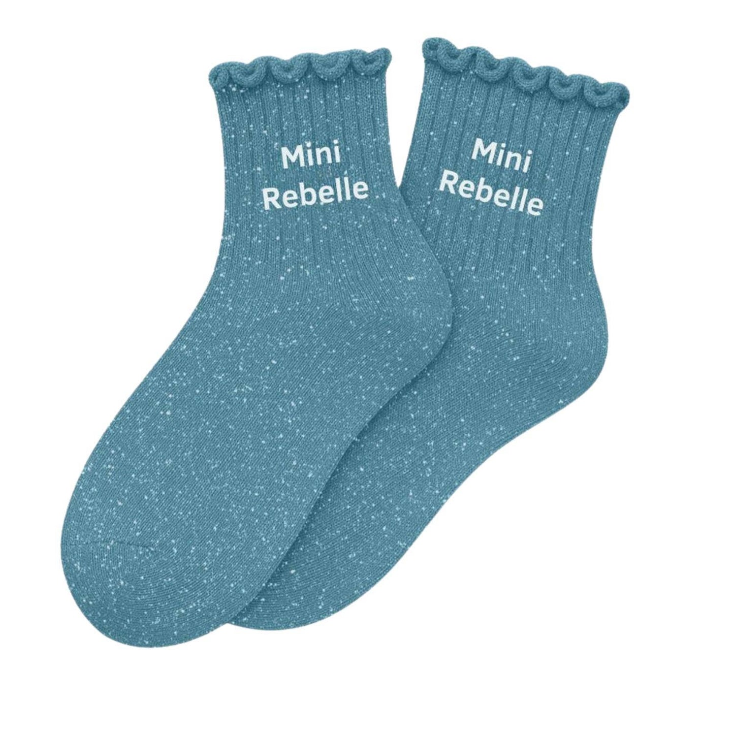 Mini Rebelle Glitzersocken für Kinder Türkis