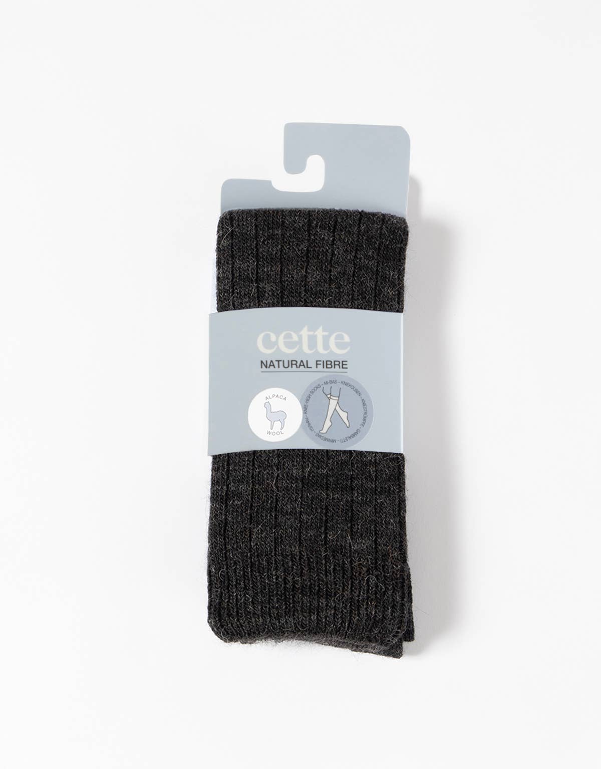 Alpakawollsocken mit Rippmuster Schokolade Einheitsgröße
