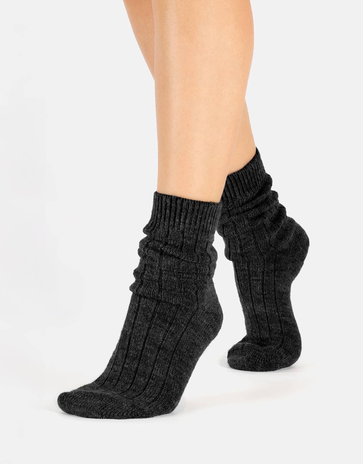 Alpakawollsocken mit Rippmuster Schokolade Einheitsgröße