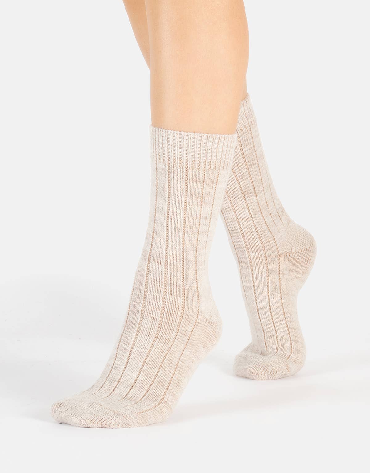 Alpakawollsocken mit Rippmuster Sand Einheitsgröße